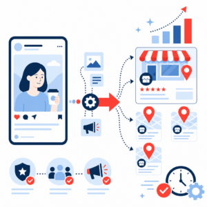 implementi.ai 产品图片 v2 — 通过 Instagram 将内容发布到 Google 我的商家