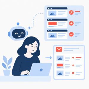 Illustration d'un assistant automatisé qui synthétise les modifications apportées aux sites web des concurrents sous forme de rapports envoyés par e-mail