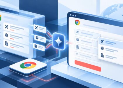تستخدم ميزة «التعبئة التلقائية المحسّنة» في Chrome تقنية «جيميني» لاستخراج المعلومات من Gmail لملء النماذج — رسم توضيحي تحريري لتقنية مخصصة
