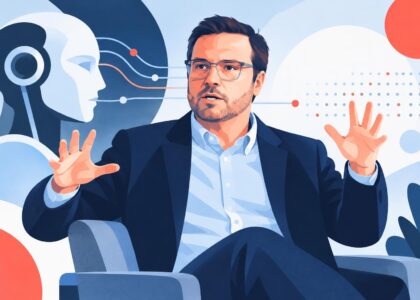 Ilustracja redakcyjna: Nowa książka Kevina Roose’a poświęcona gwałtownemu zwrotowi w rozwoju sztucznej inteligencji w kierunku sztucznej inteligencji ogólnej (AGI)
